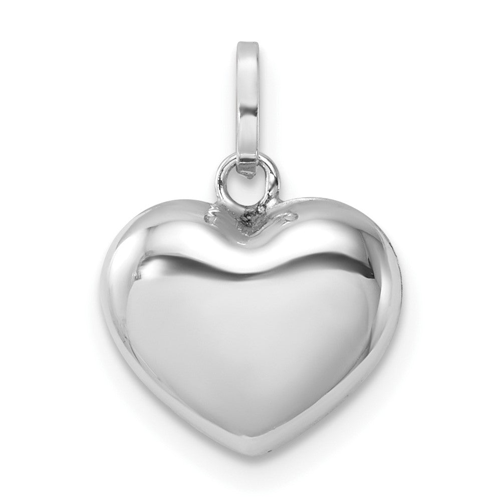 14k White Gold 3D Puffed Heart Pendant