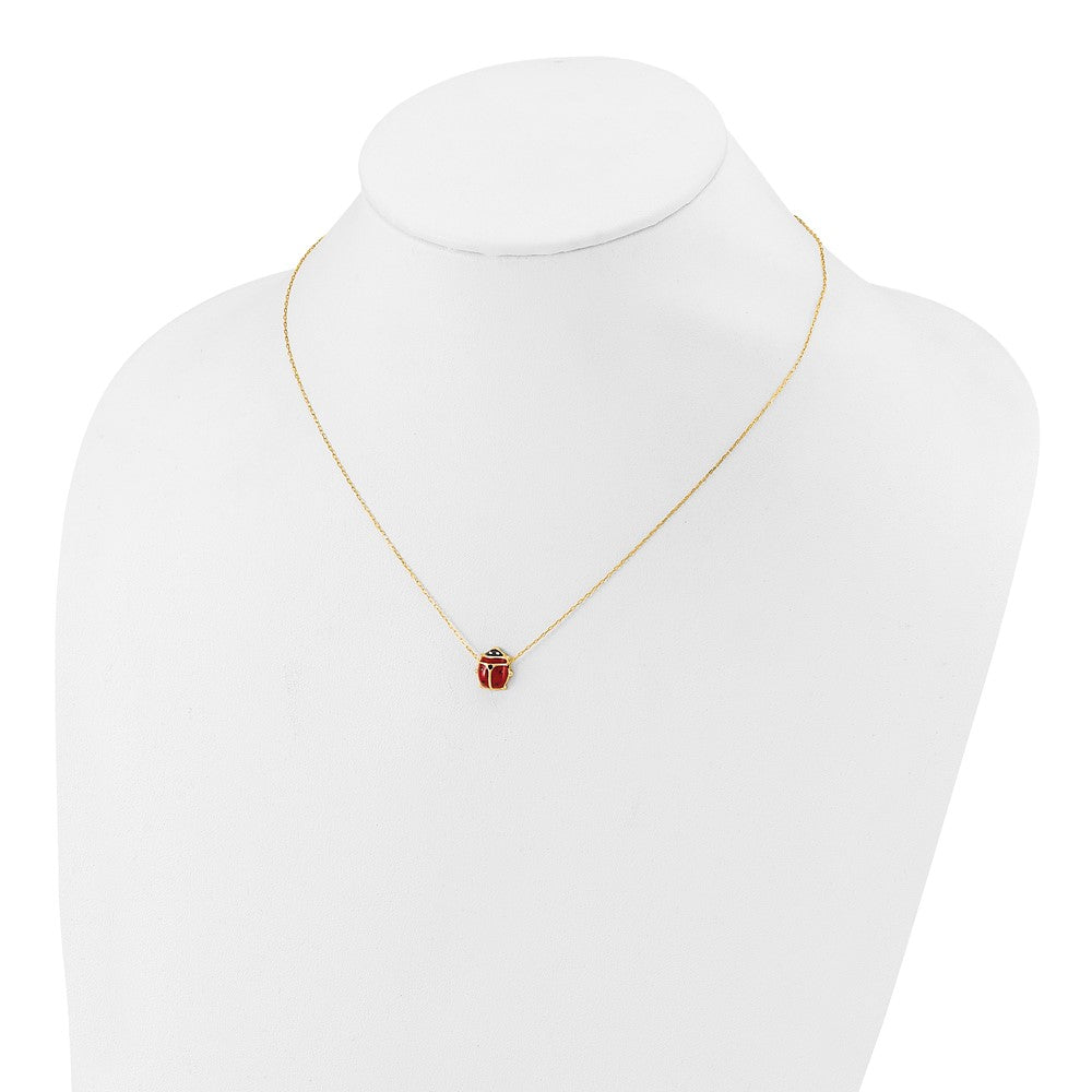 14K Enameled Ladybug 17inch with 1in ext. Necklace