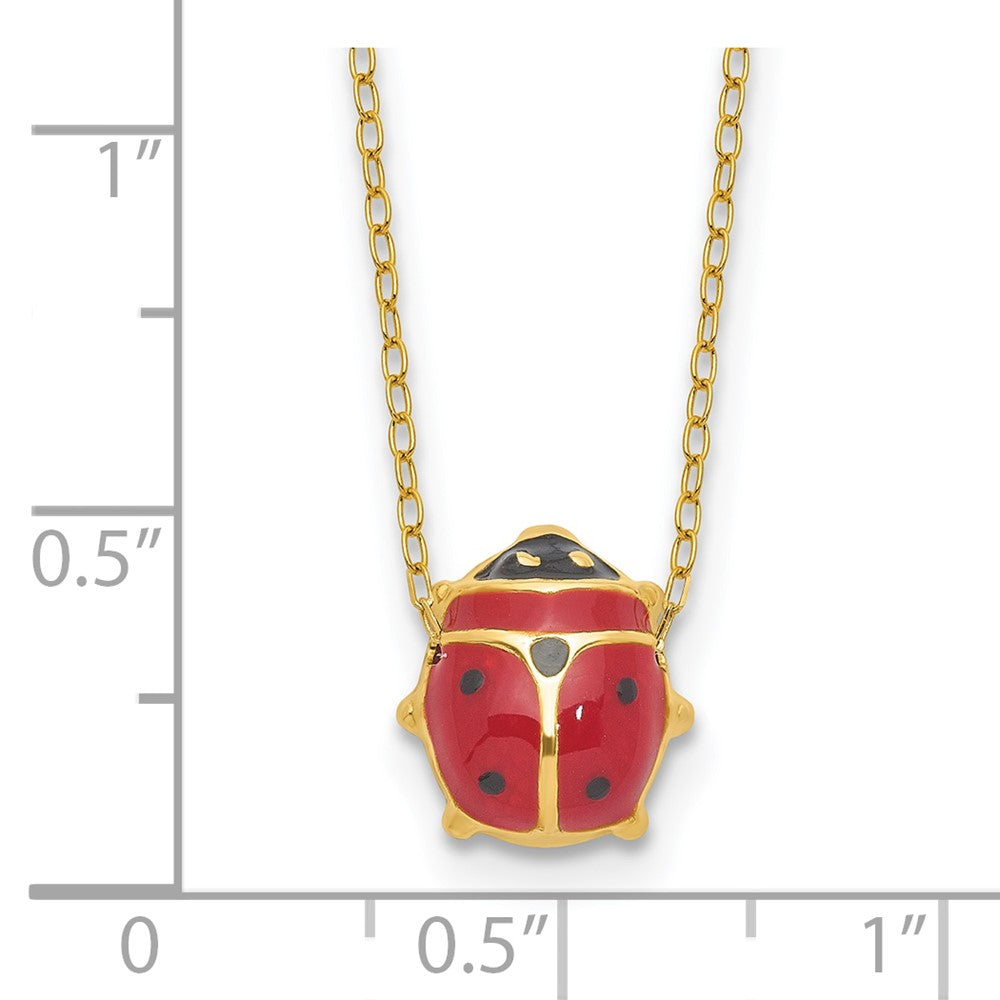 14K Enameled Ladybug 17inch with 1in ext. Necklace