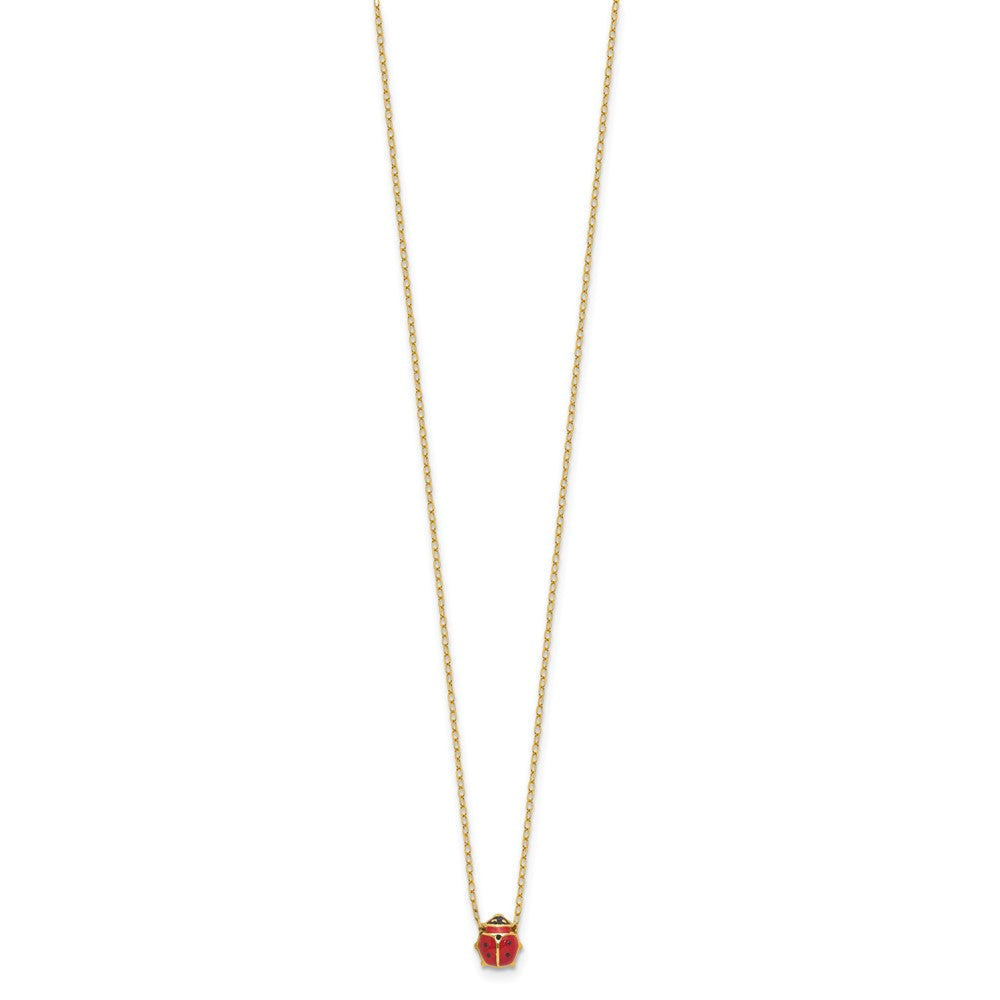 14k Enameled Ladybug 17in with 1in ext. Necklace