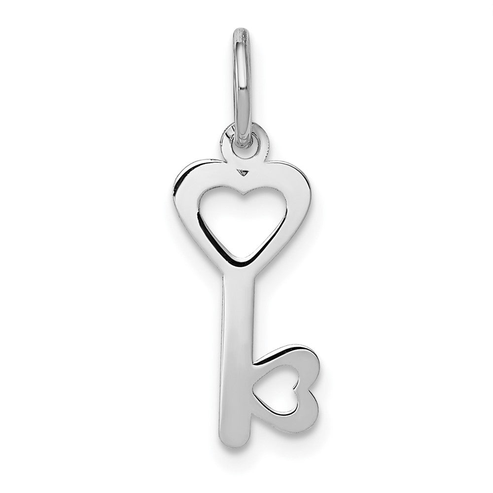 14k White Gold Heart-Shaped Key and Lock Charm