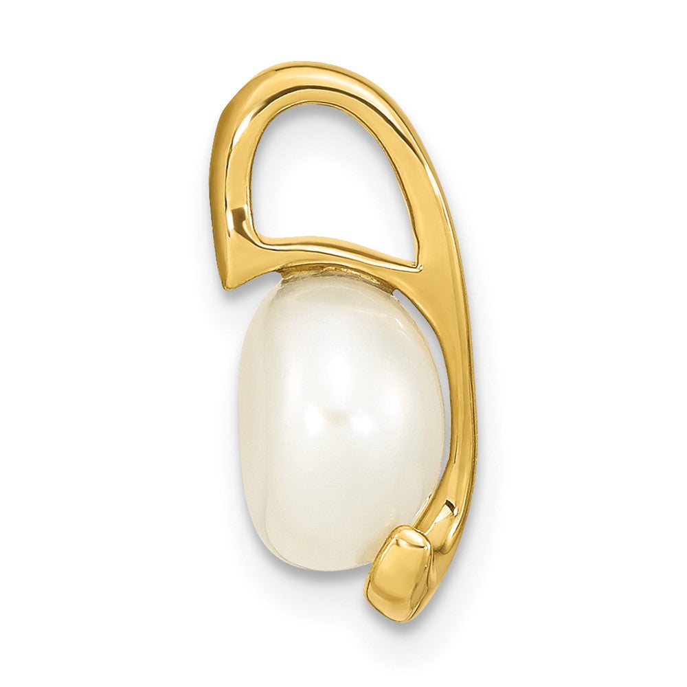 14k 8-9mm White Button Freshwater Cultured Pearl Pendant Slide