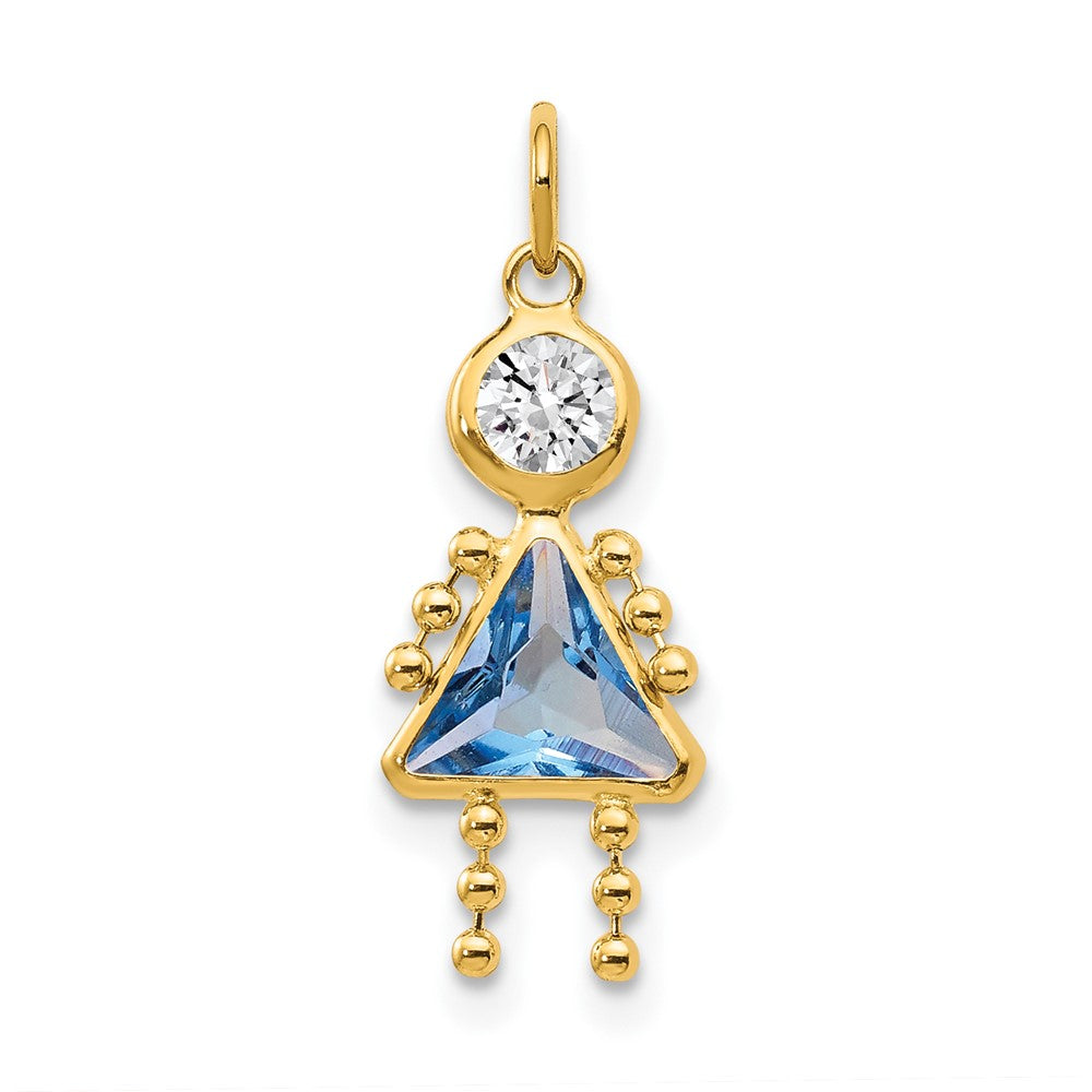 14k March Girl Birthstone Charm