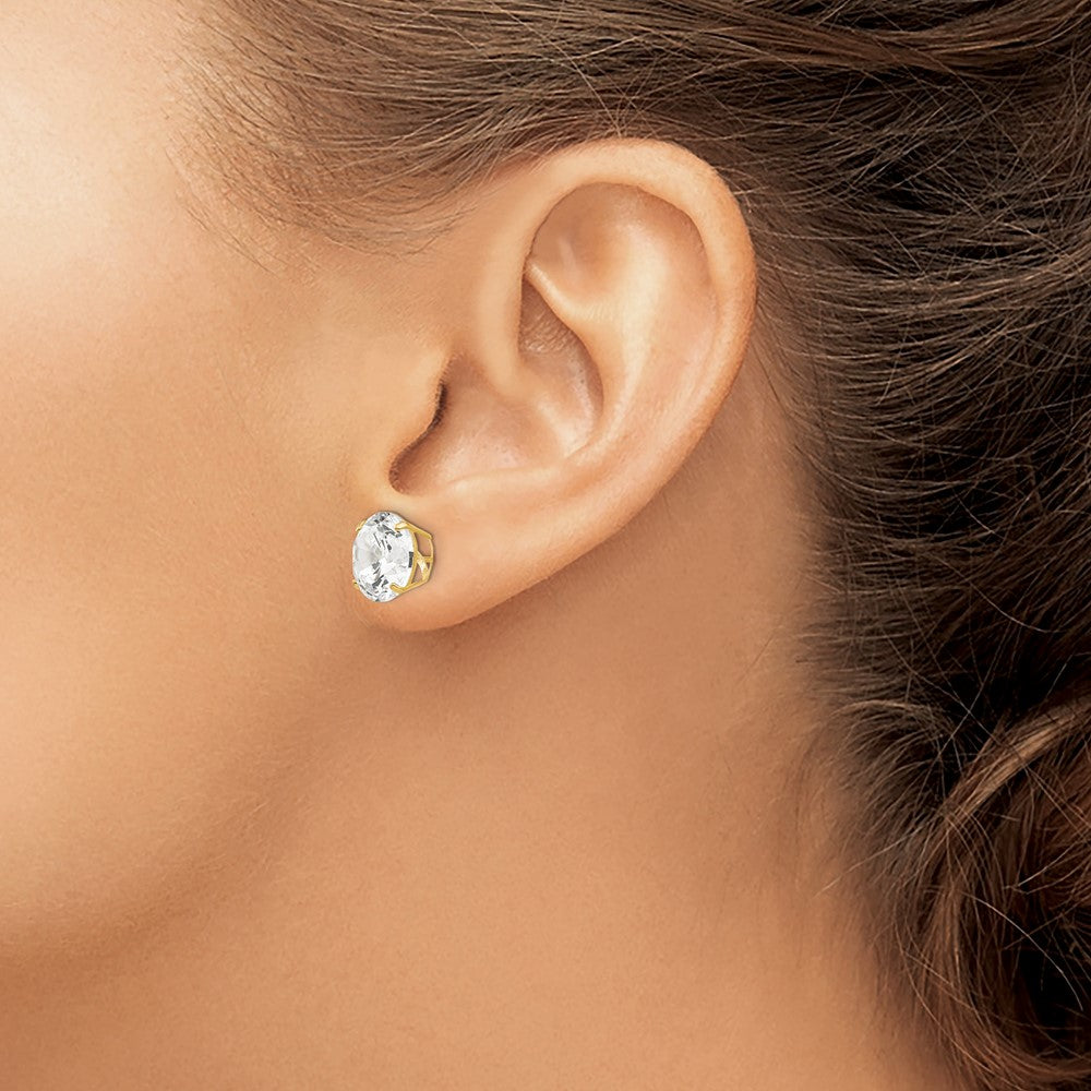 14k 10mm Round CZ Post Earrings