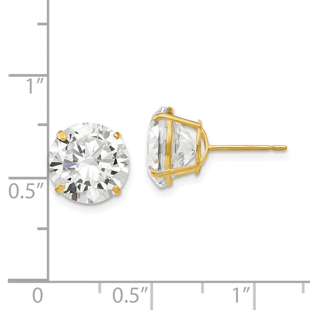 14k 10mm Round CZ Post Earrings