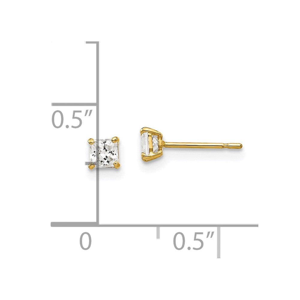 14k 3mm Square CZ Post Earrings