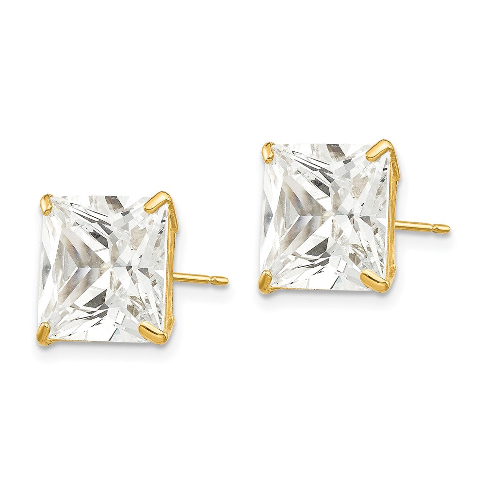 14k 10mm Square CZ Post Earrings