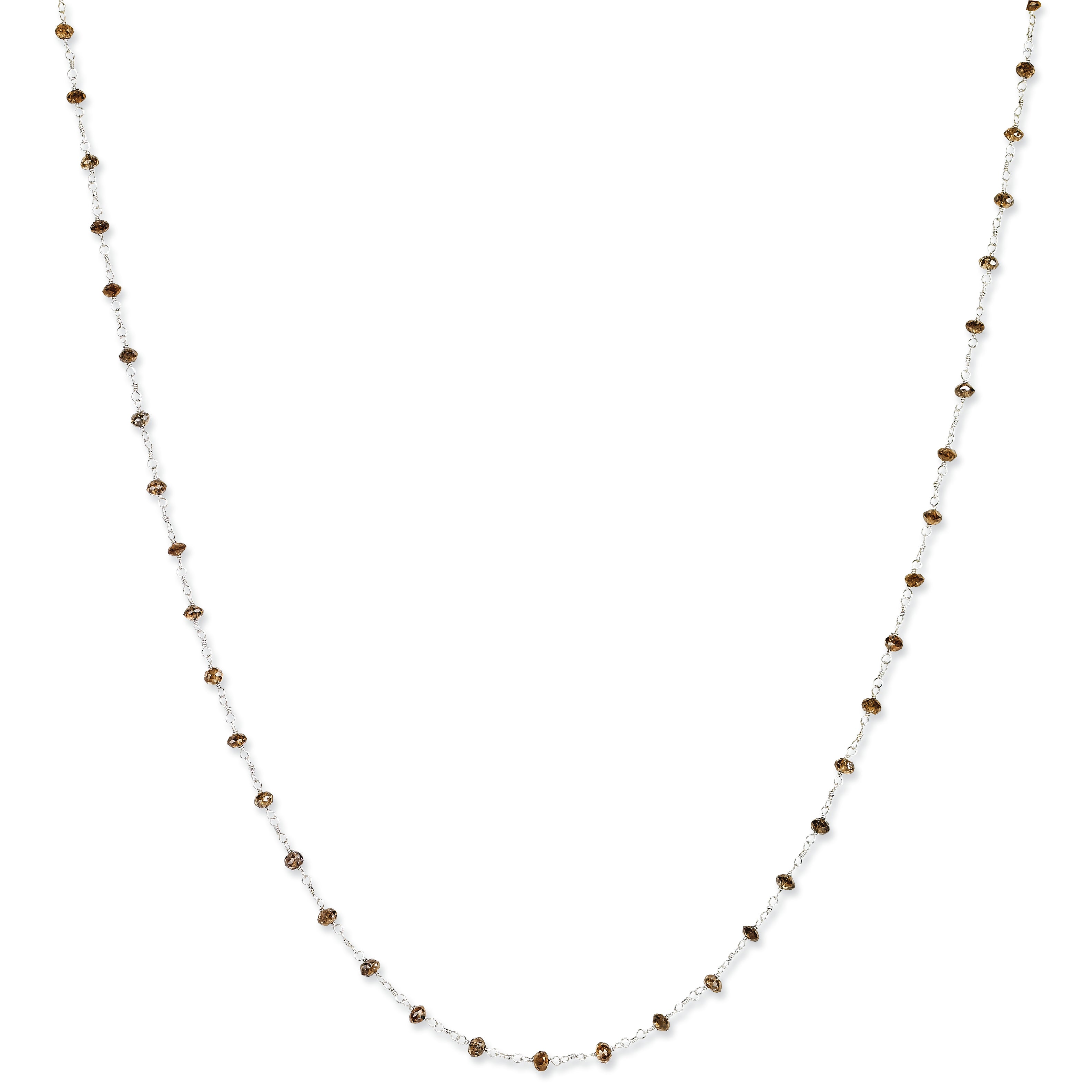 14k White Gold Coffee Brown Diamond Briolette Necklace