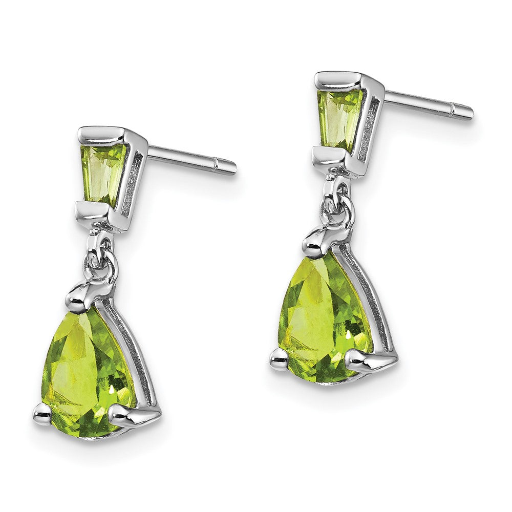 14k White Gold Peridot Dangle Post Earrings