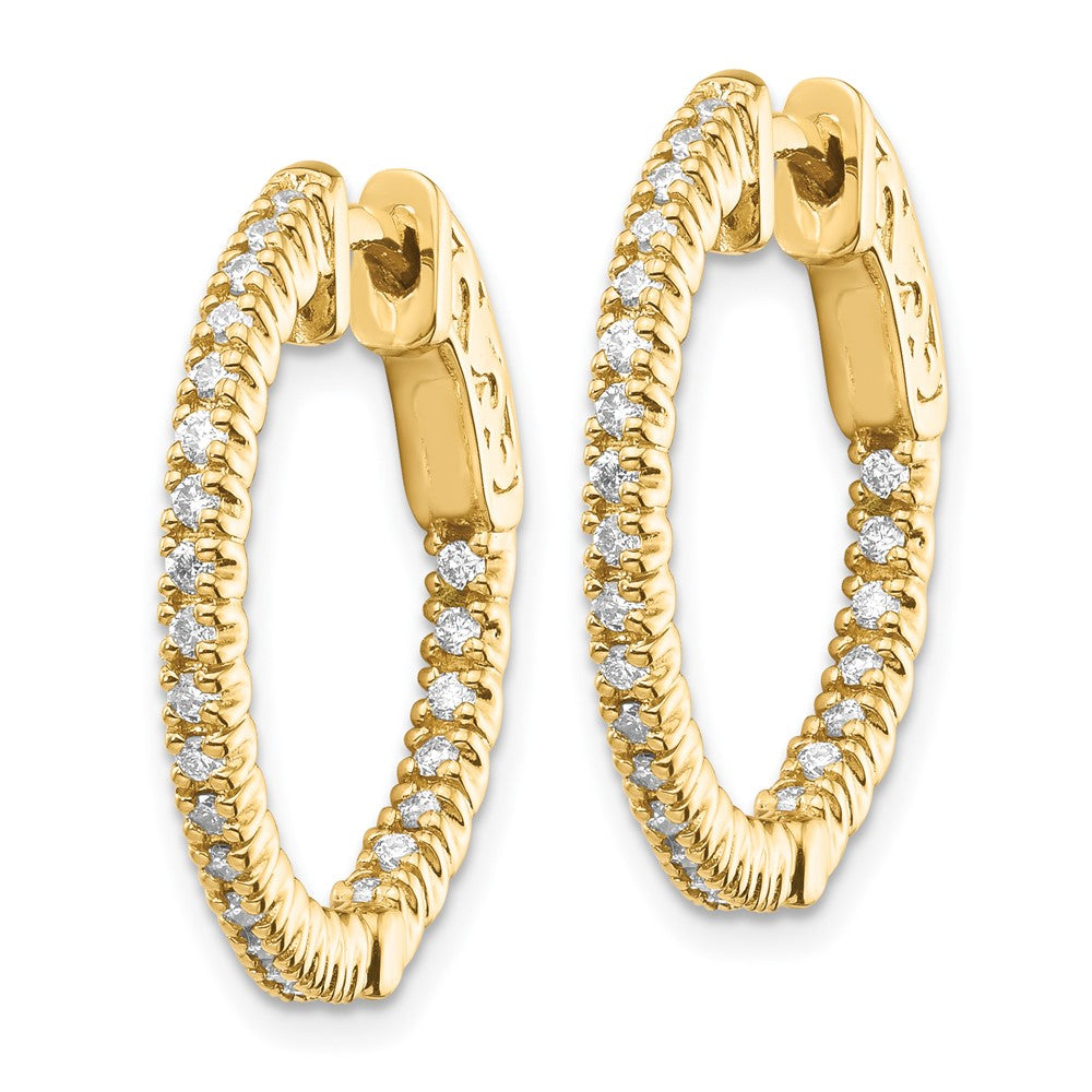 14ky Oro Spotlight Lab Grown Dia. SI+, H+, Round Hoop w/Safety Clasp Earrings