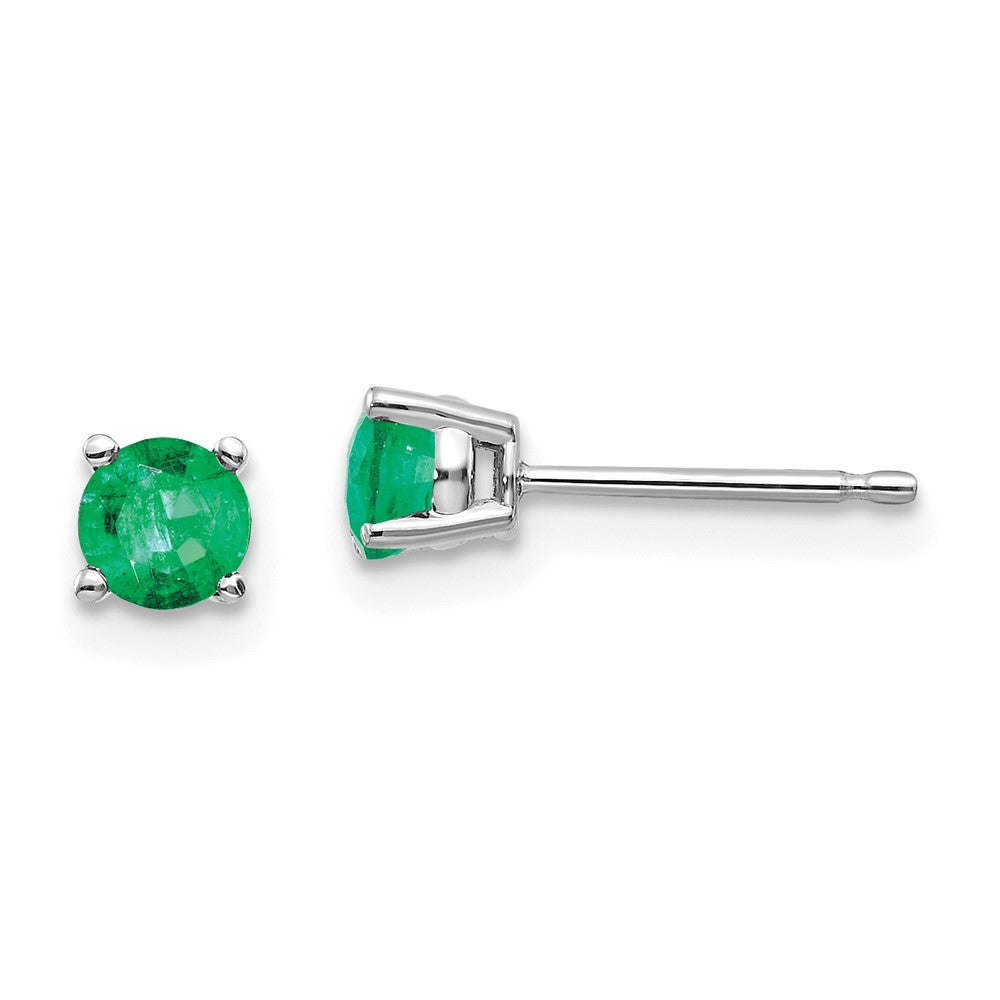 14k White Gold Emerald Earrings