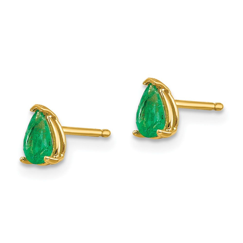 14k Emerald Post Earrings