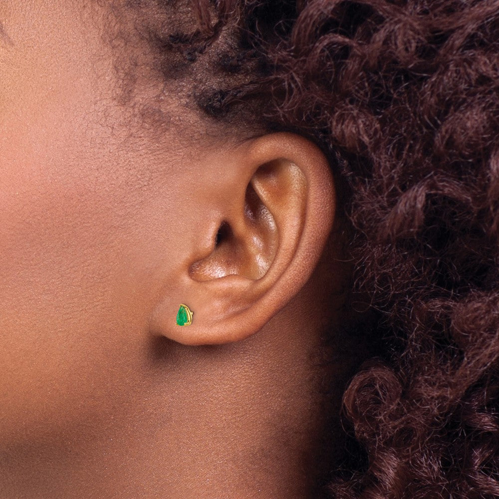 14k Emerald Post Earrings