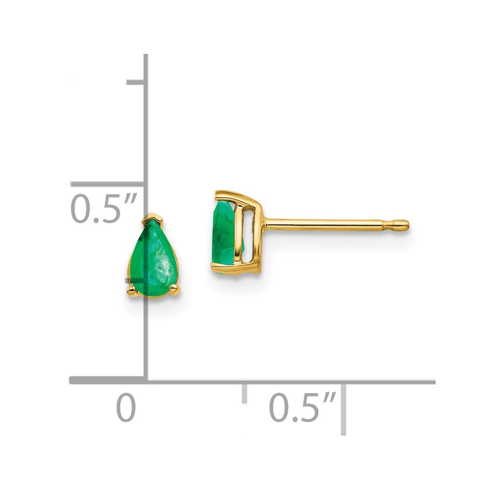 14k Emerald Post Earrings