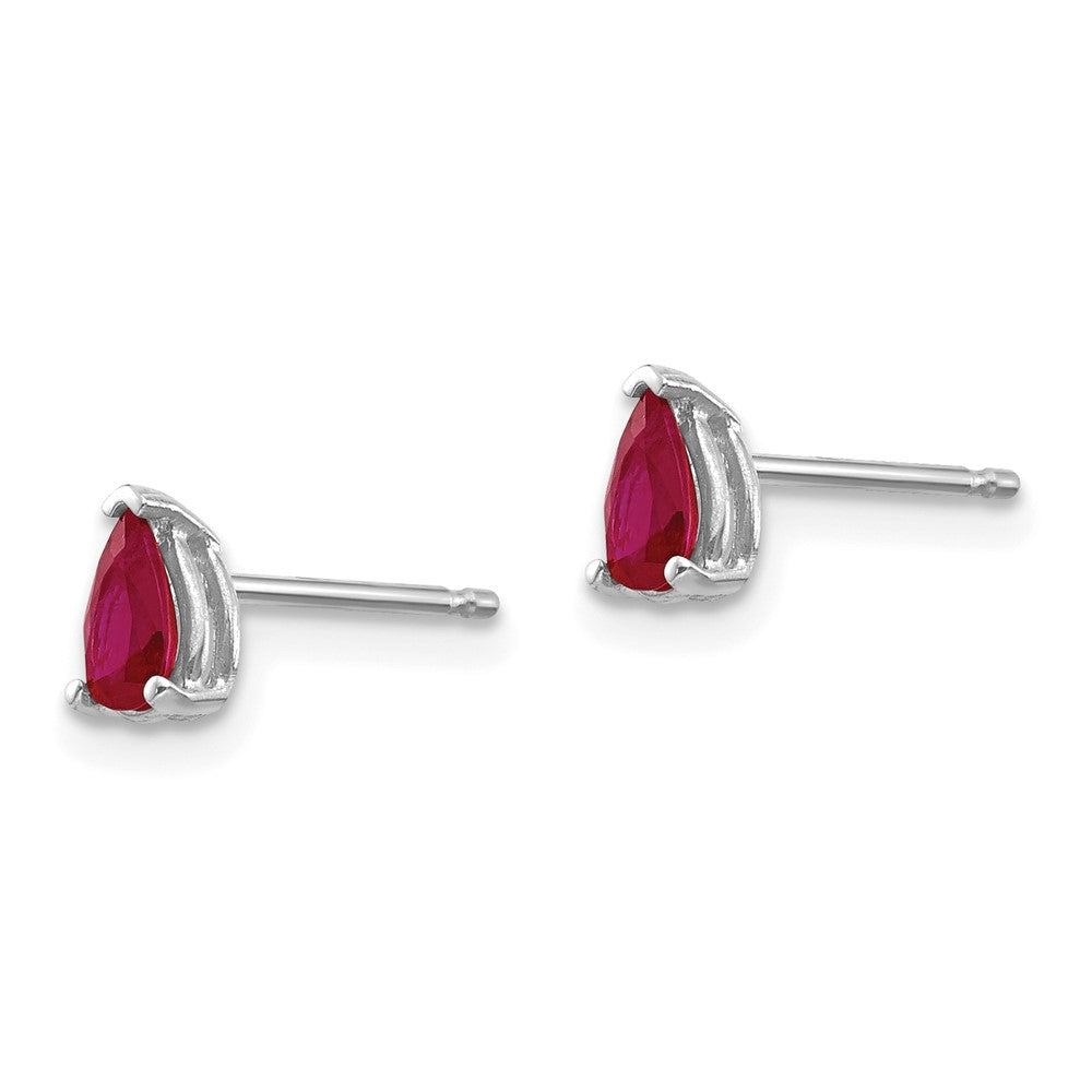 14k White Gold Ruby Earrings