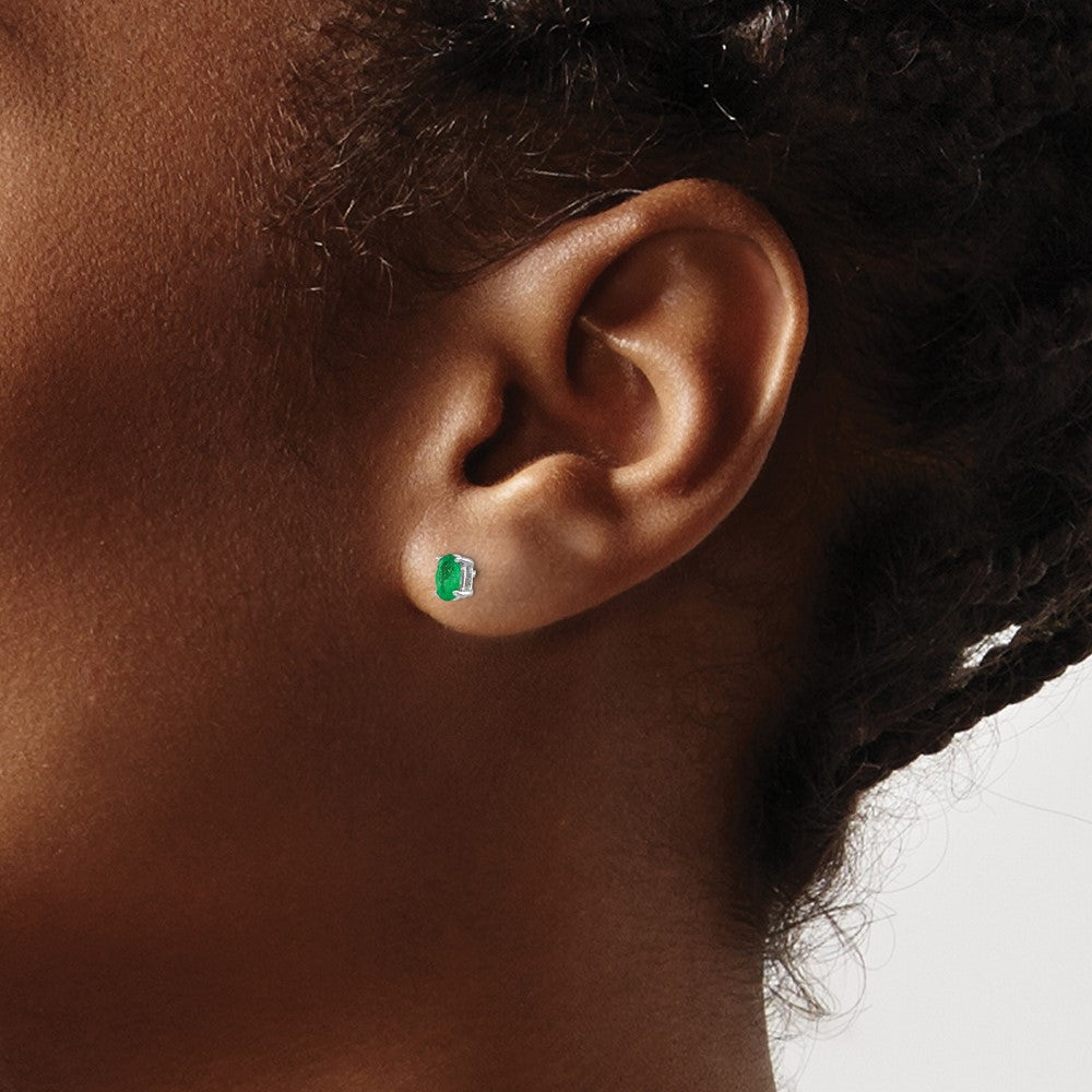 14k White Gold Emerald Earrings