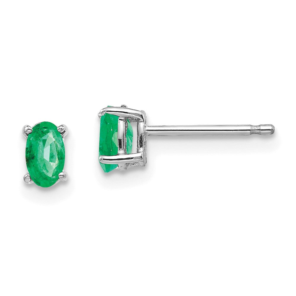 14k White Gold Emerald Earrings