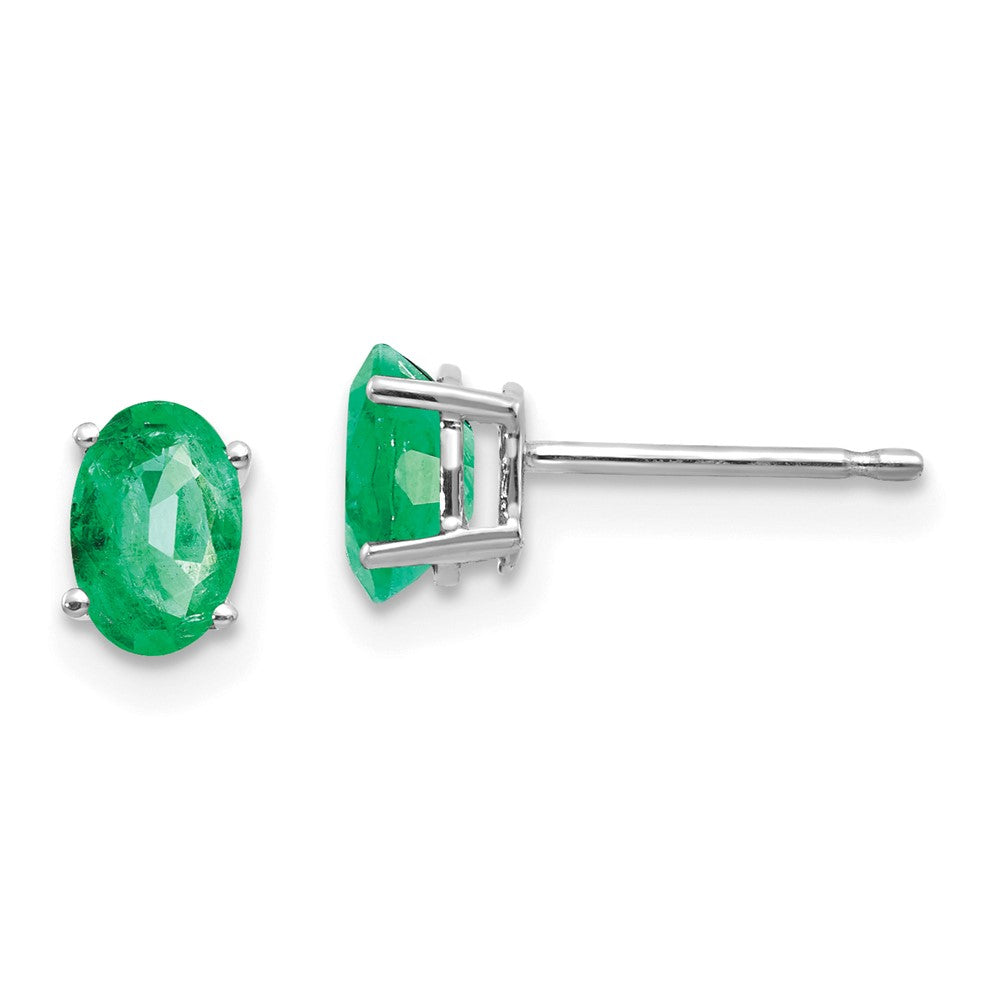 14k White Gold Emerald Earrings