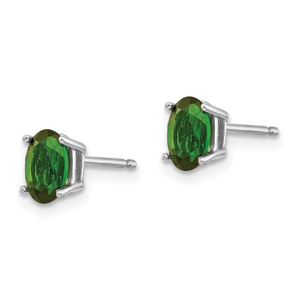 14k White Gold Green Tourmaline Earrings