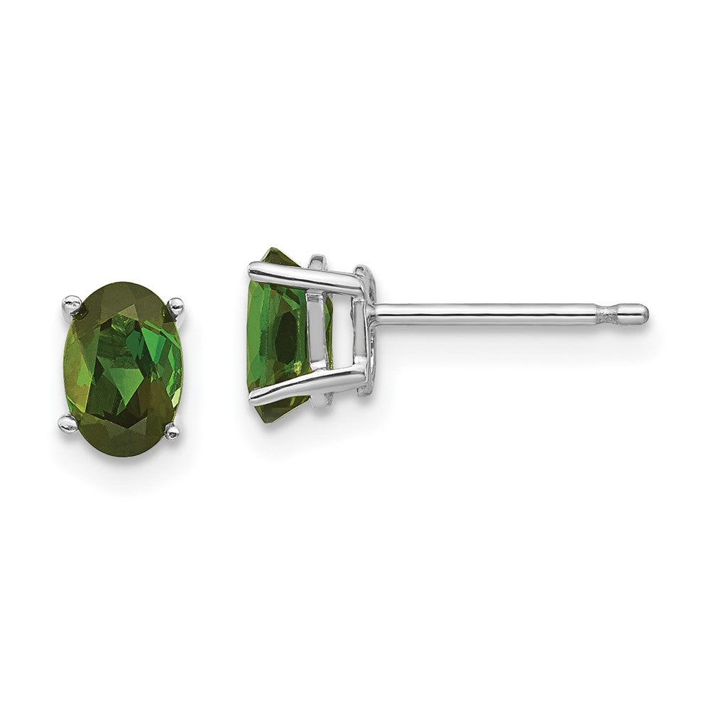 14k White Gold Green Tourmaline Earrings