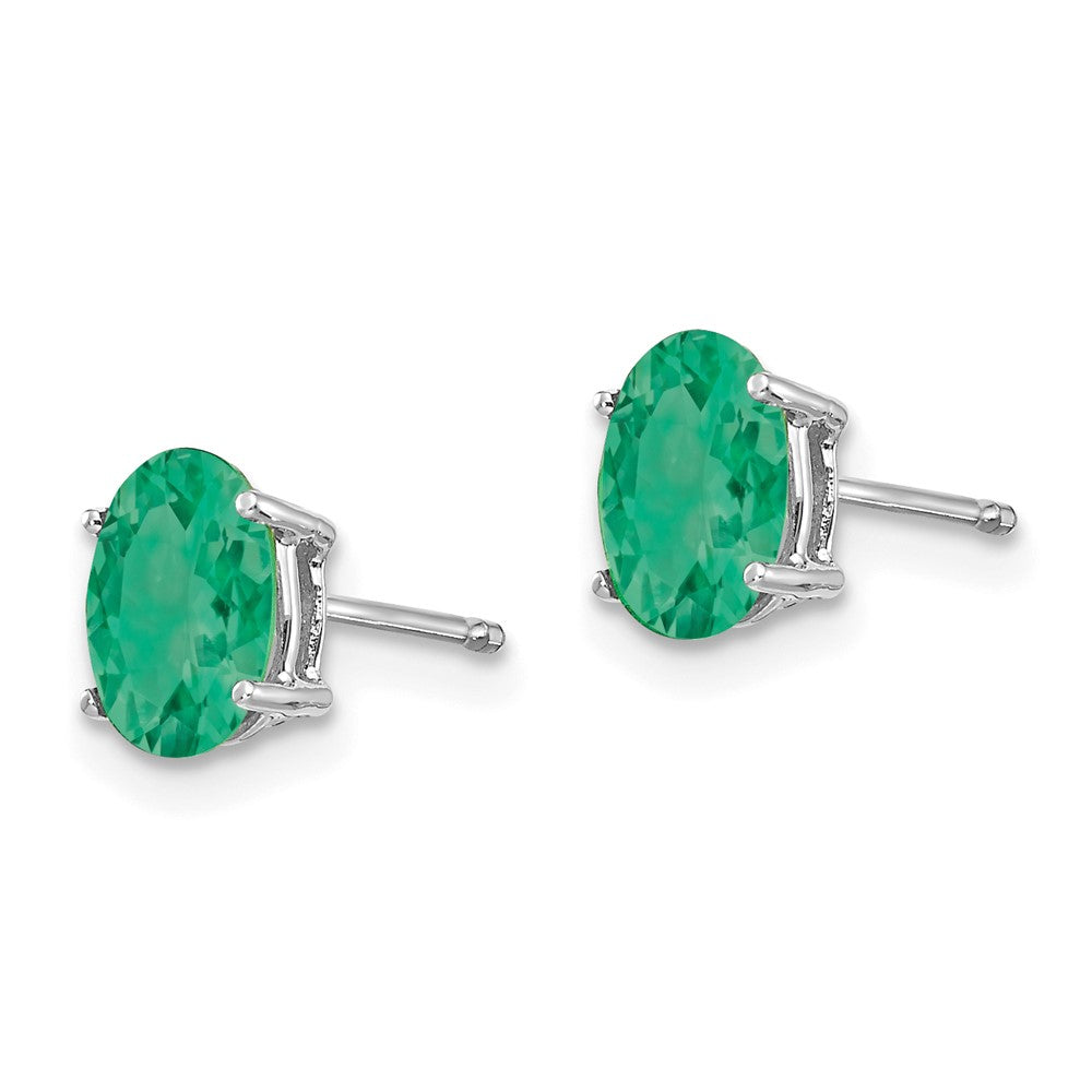 14k White Gold Emerald Earrings