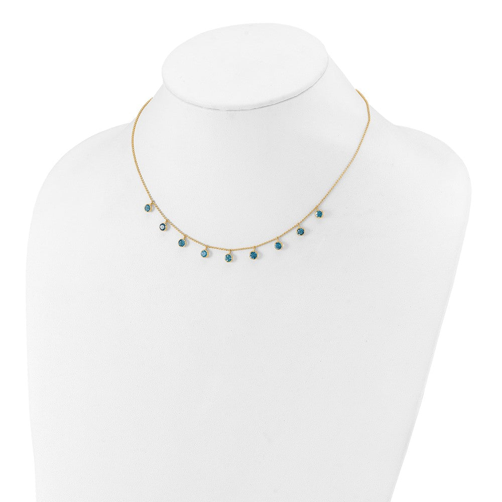 14k Blue Topaz w/2in ext. Necklace