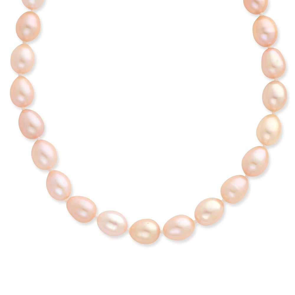 14k 8-9mm Pink Rice Shape FW Cultured Pearl Necklace