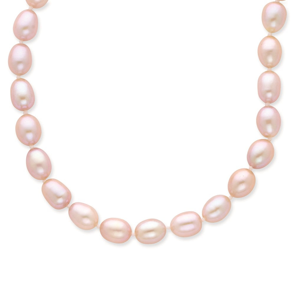 14k 7-8mm Purple Rice Shape FW Cultured Pearl Necklace