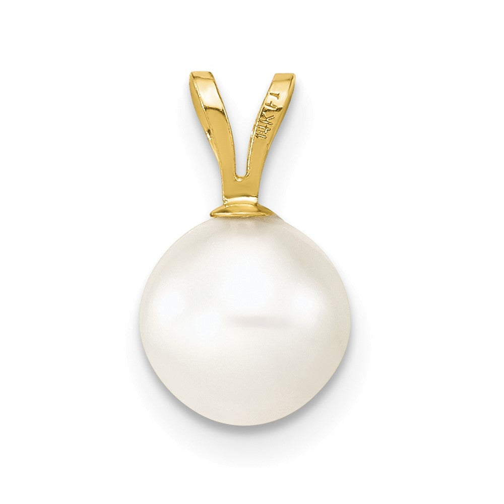 14K 7-8mm White Round Freshwater Cultured Pearl Pendant