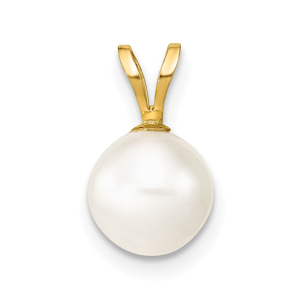 14K 7-8mm White Round Freshwater Cultured Pearl Pendant