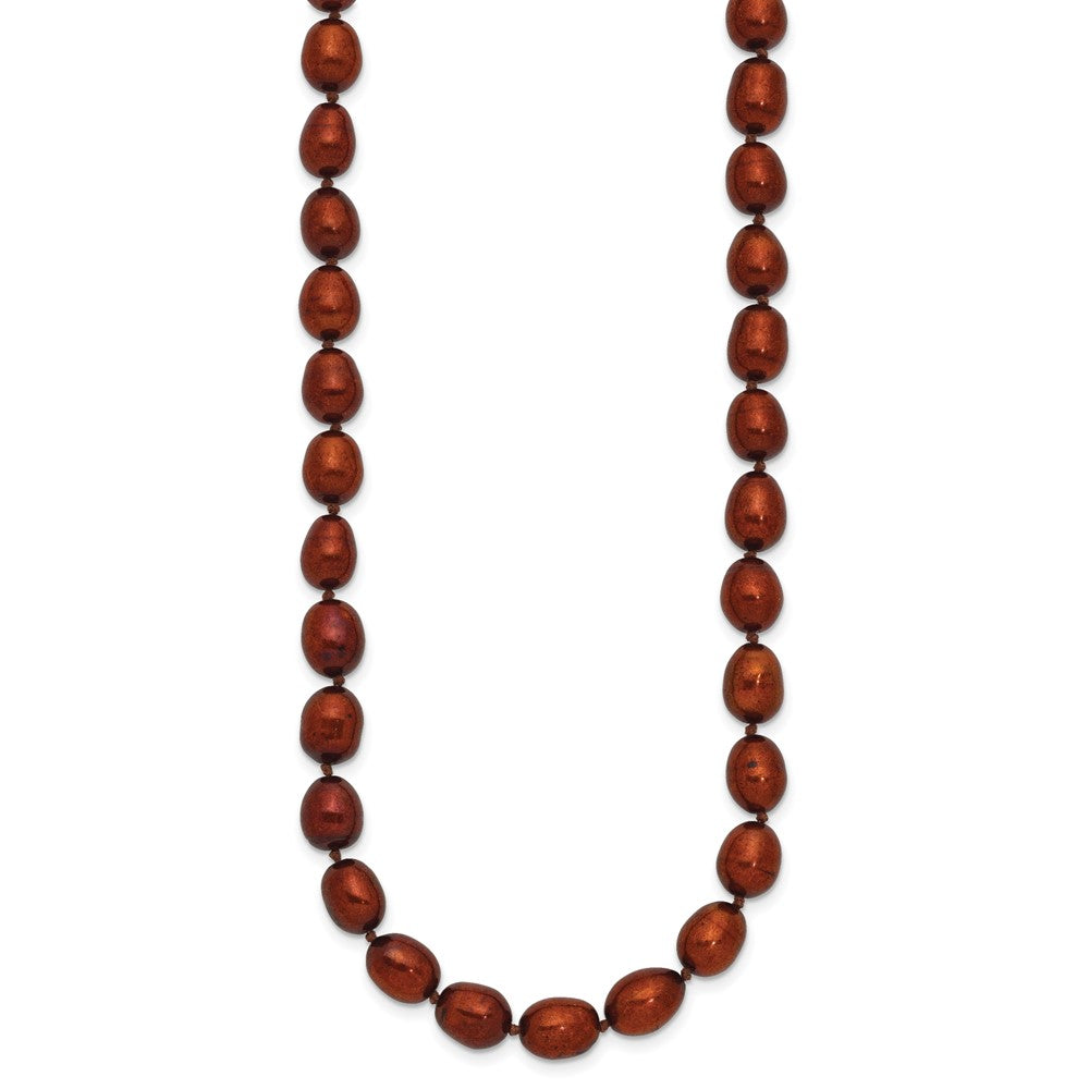 14k 7-8mm Brown Rice Freshwater Cultured Pearl Necklace