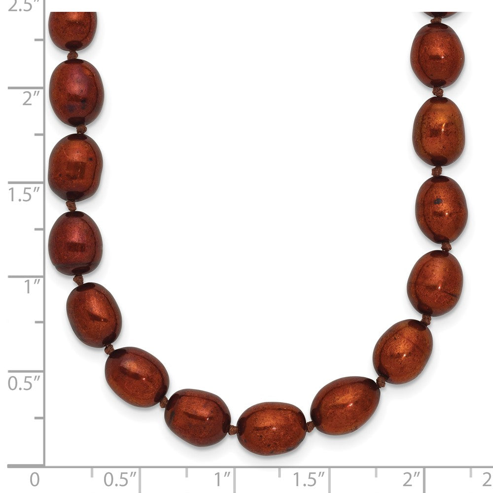 14k 7-8mm Brown Rice Freshwater Cultured Pearl Necklace