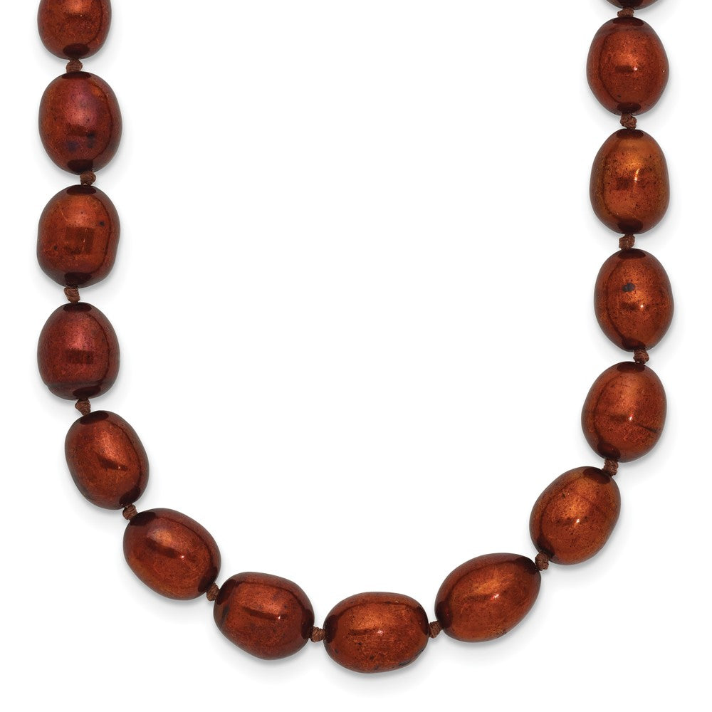 14k 7-8mm Brown Rice Freshwater Cultured Pearl Necklace