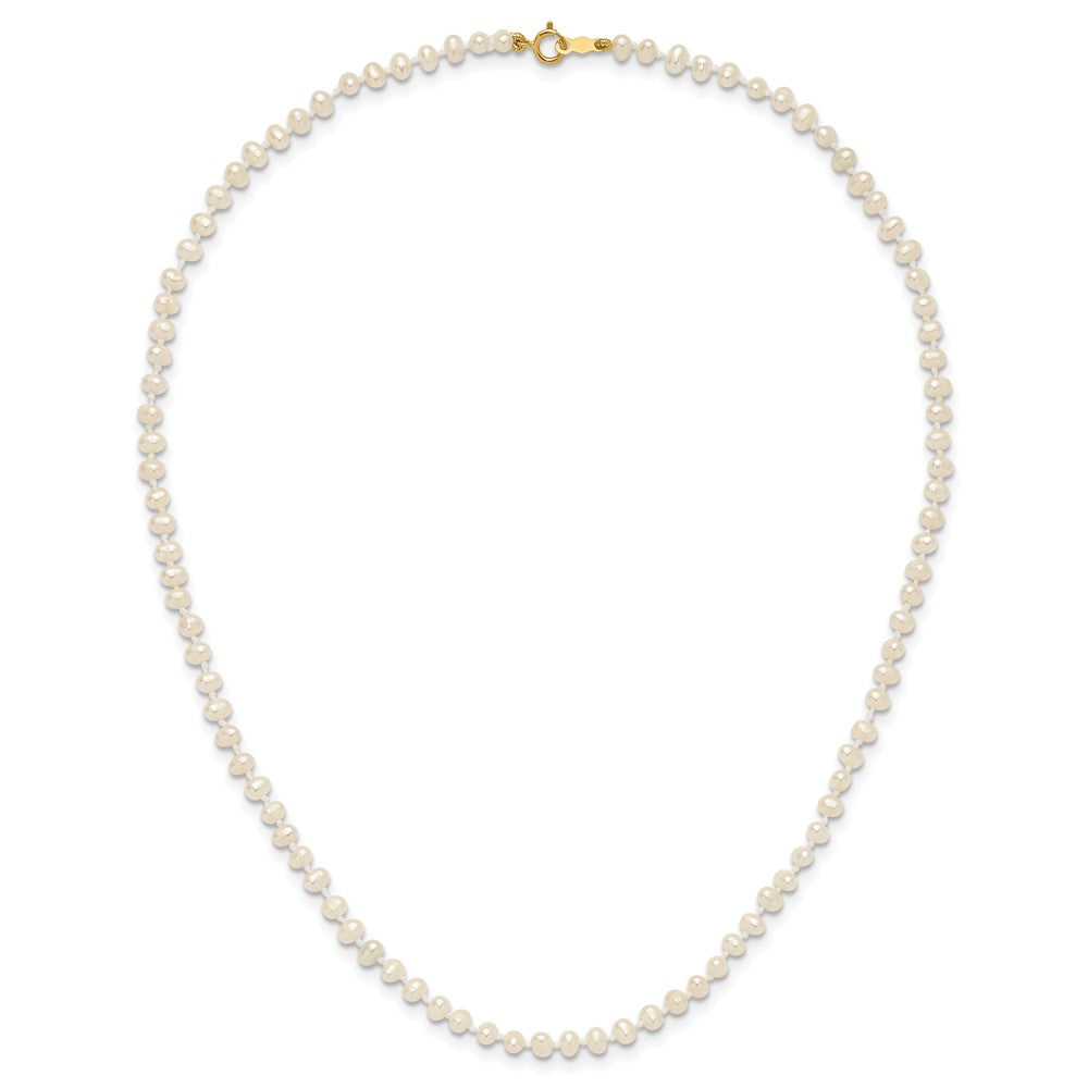 14k 3-4mm White Near Round Freshwater Cultured Pearl Necklace