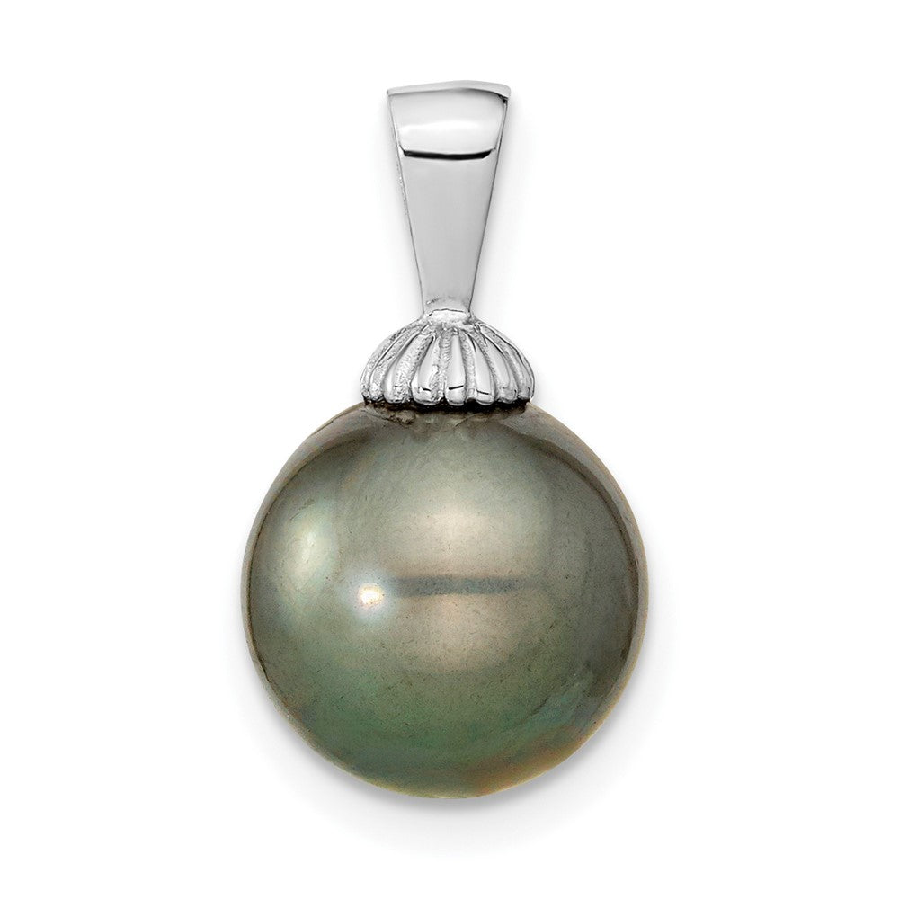 14k WG 10-11mm Black Round Saltwater Cultured Tahitian Pearl Pendant