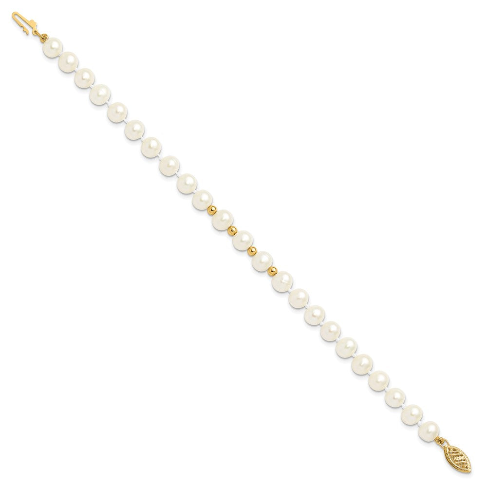 14k 6-7mm White FW Cultured Pearl 18in. Necklace 7.25 Bracelet Earring Set