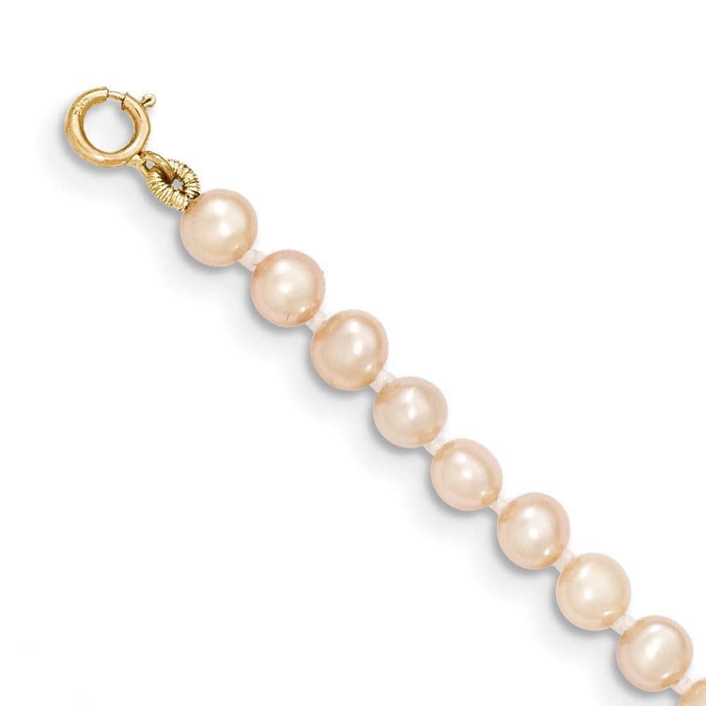 14k 3-4mm Pink Near Round Freshwater Cultured Pearl Necklace