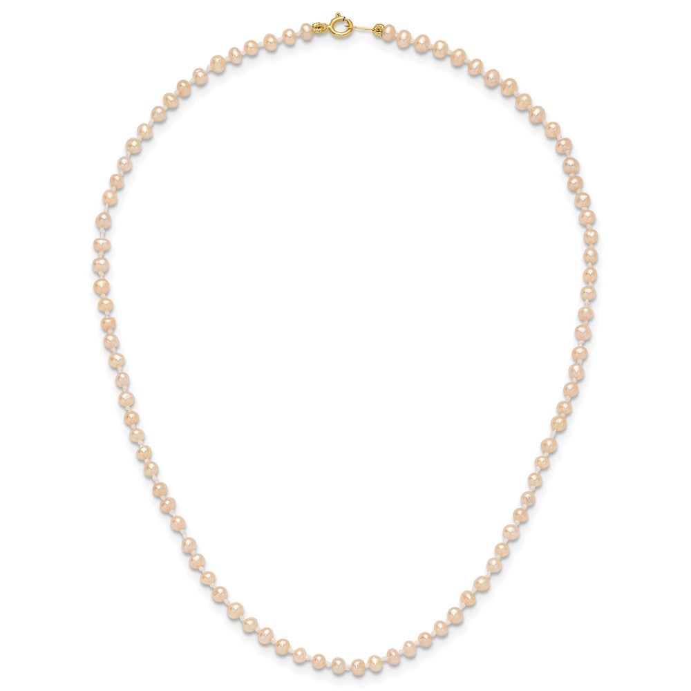 14k 3-4mm Pink Near Round Freshwater Cultured Pearl Necklace