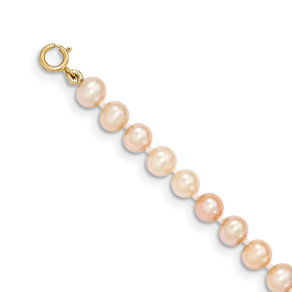 14k 4-5mm Pink Near Round Freshwater Cultured Pearl Necklace