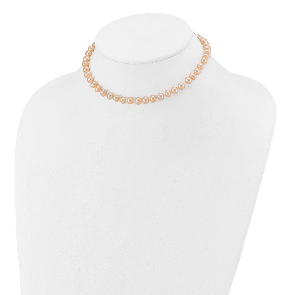 14k 5-6mm Pink Near Round Freshwater Cultured Pearl Necklace