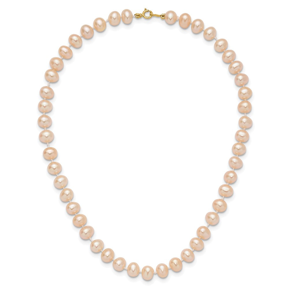 14k 5-6mm Pink Near Round Freshwater Cultured Pearl Necklace