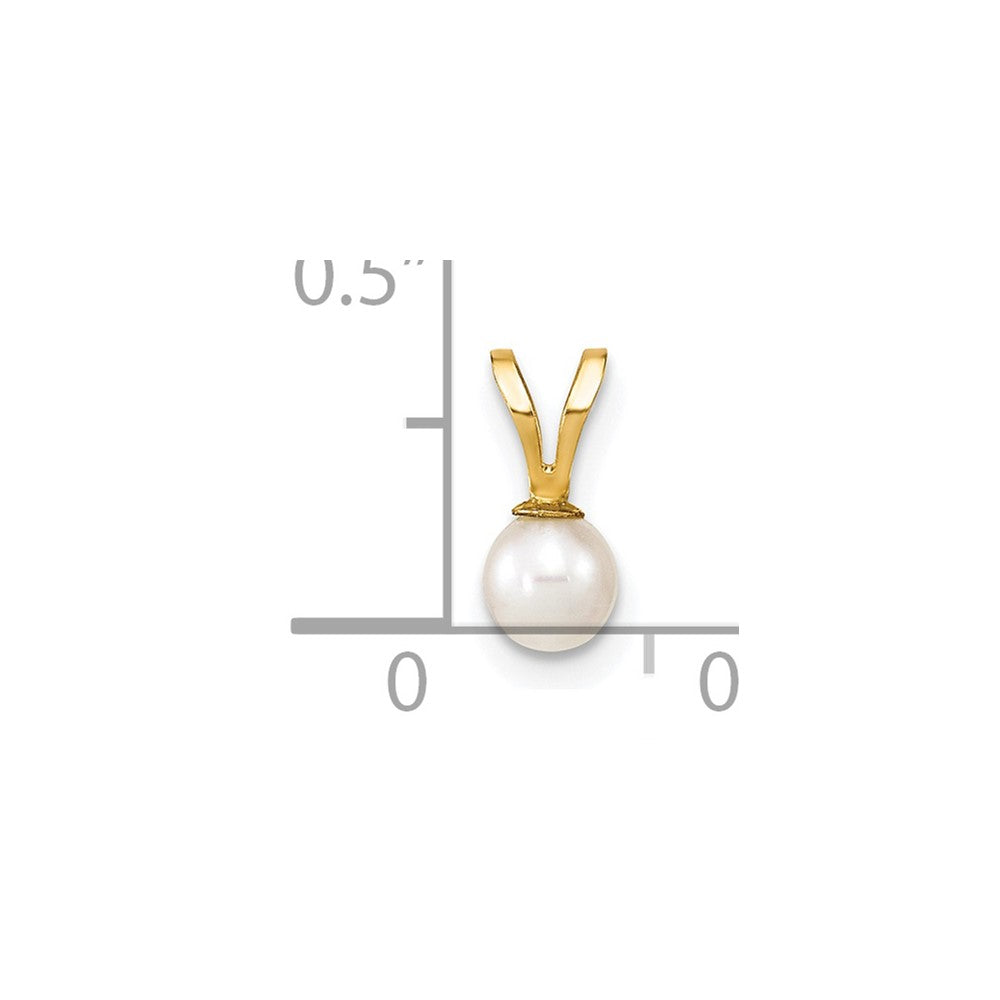 14k Gold 4-5mm White Round Freshwater Cultured Pearl Pendant