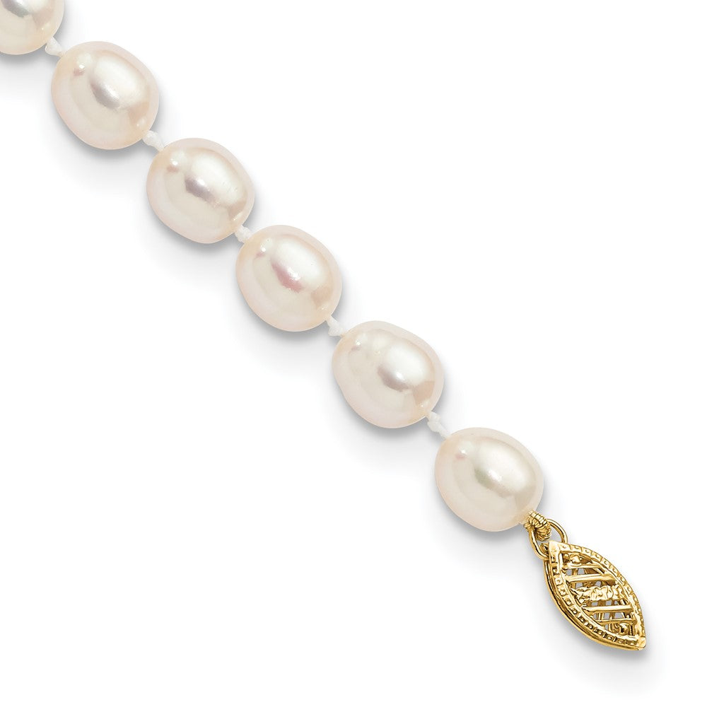 14k 7-8mm White Rice Freshwater Cultured Pearl Bracelet