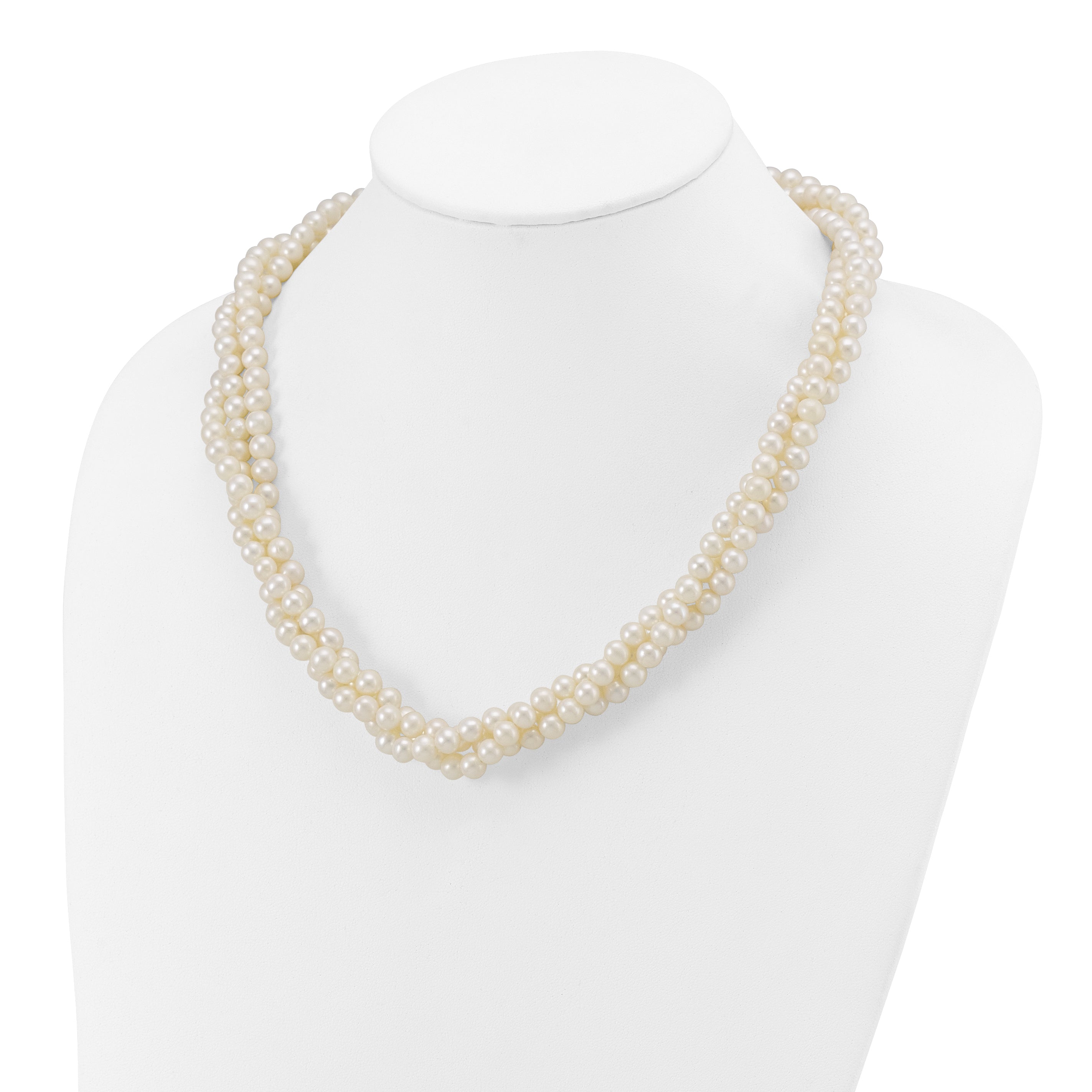 14k 6-7mm White Near Round FW Cultured Pearl 3-Strand Necklace