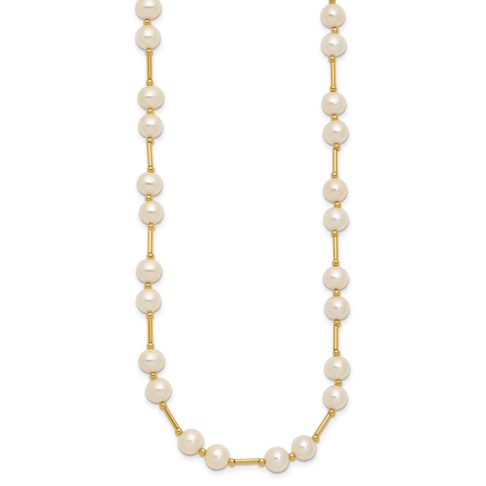 14K 6-7mm White Near Round Freshwater Cultured Pearl Bead Necklace