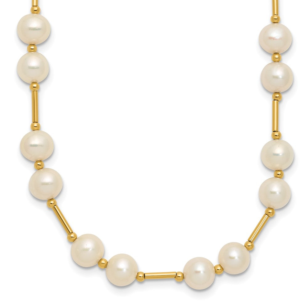 14K 6-7mm White Near Round Freshwater Cultured Pearl Bead Necklace