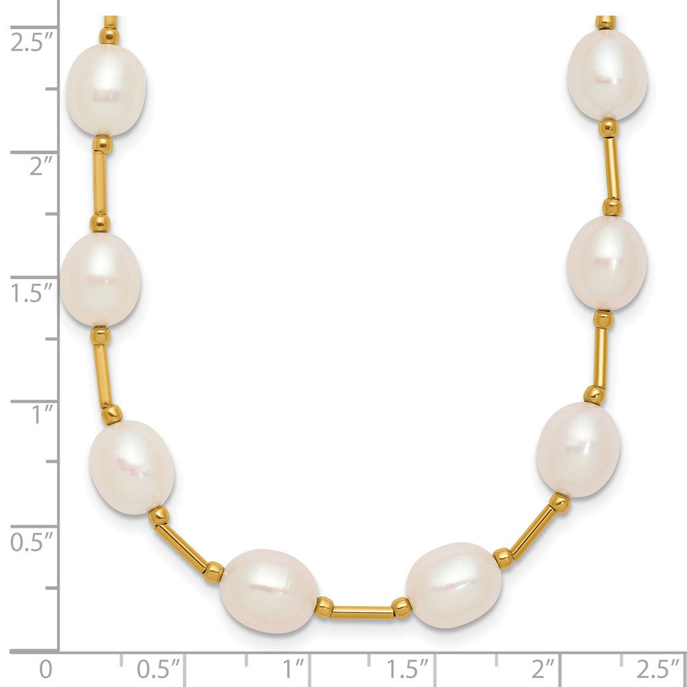 14K 7-8mm White Rice Freshwater Cultured Pearl Bead Necklace