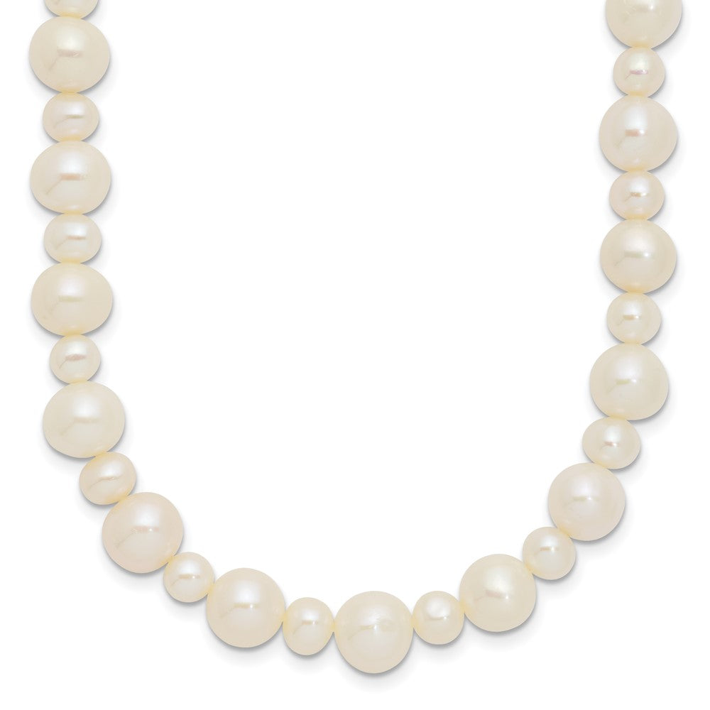 14k White Gold 5-8mm White Near Round Freshwater Cultured Pearl Necklace