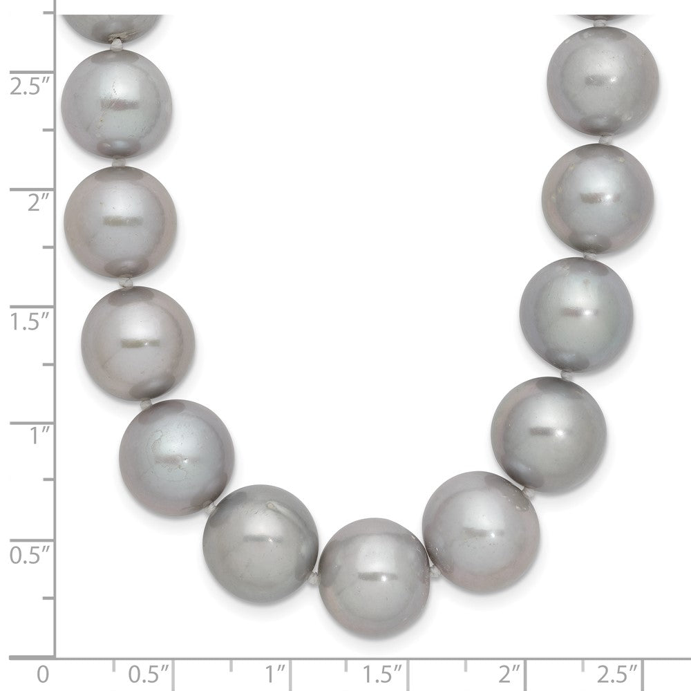 14k White Gold 11-12mm Grey Near Round Freshwater Cultured Pearl Necklace