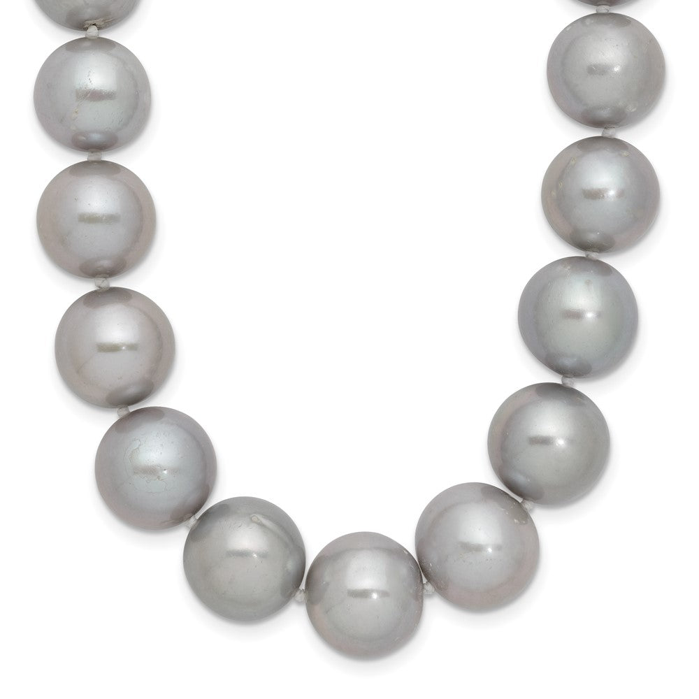 14k White Gold 11-12mm Grey Near Round Freshwater Cultured Pearl Necklace